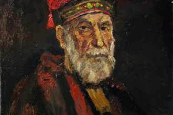 Автопортрет в тюбетейке с кисточкой. 2009. Холст, масло. 90х72